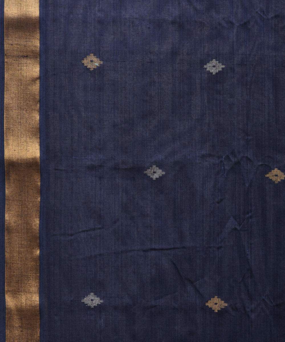 Navy blue cotton handwoven uppada saree