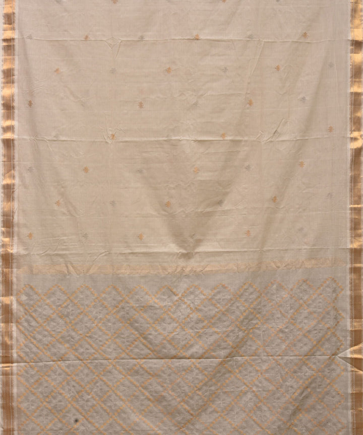 Beige white cotton handwoven uppada saree