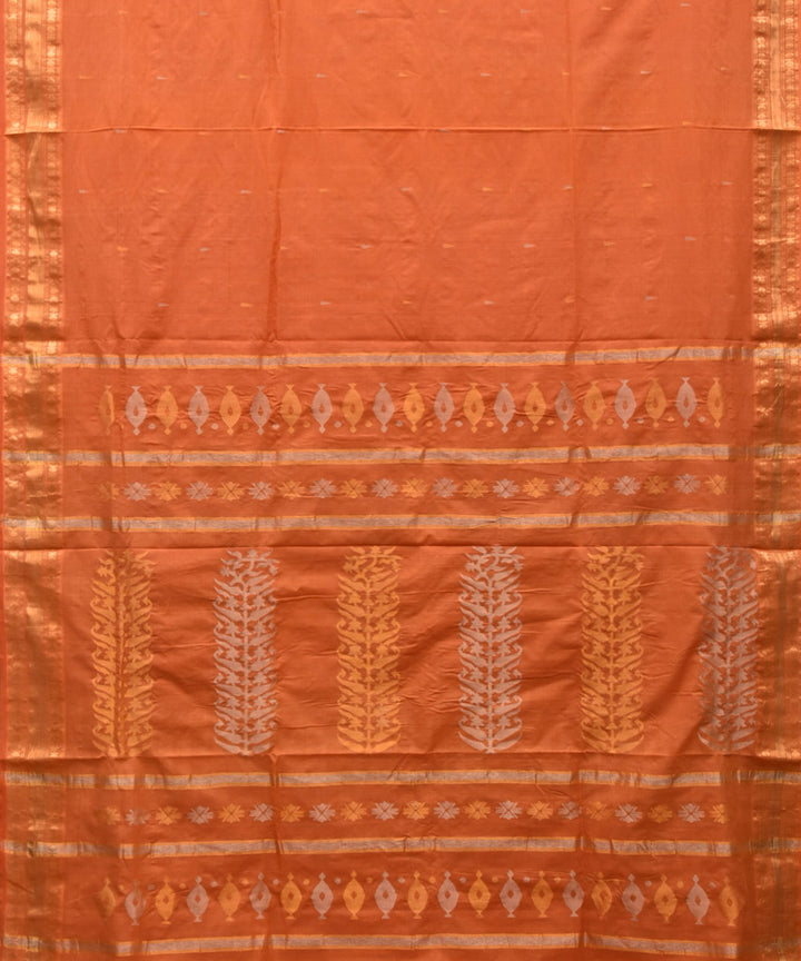 Orange cotton handwoven uppada saree