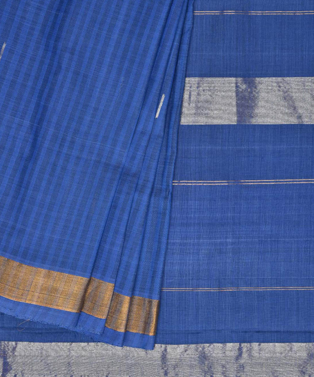 Indigo blue cotton handwoven uppada saree