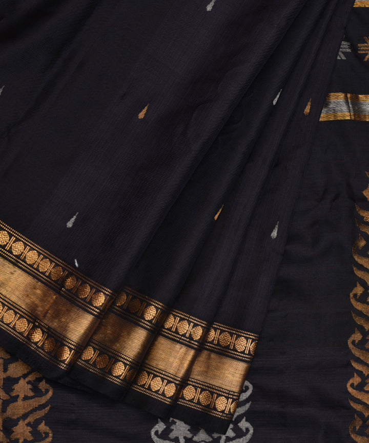 Black silk handwoven uppada saree