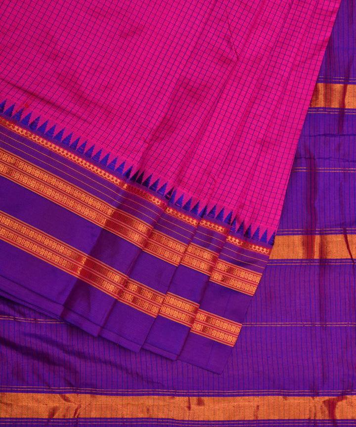 Pink purple silk handwoven narayanapet saree