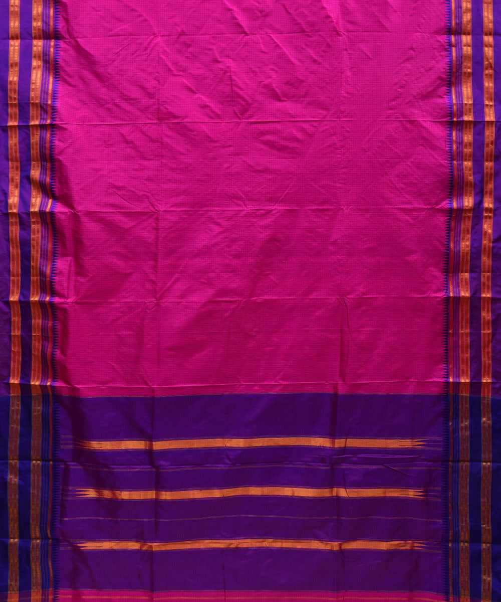 Pink purple silk handwoven narayanapet saree