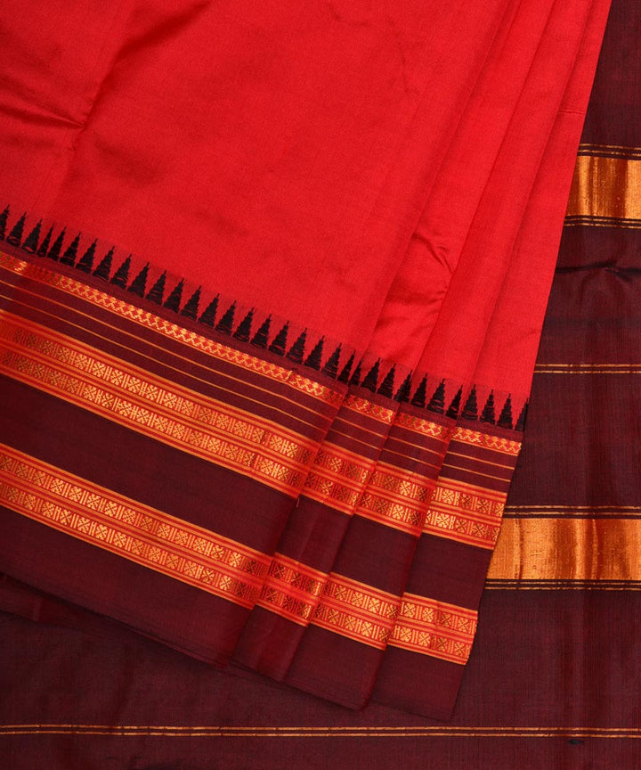 Red maroon silk handwoven narayanapet saree