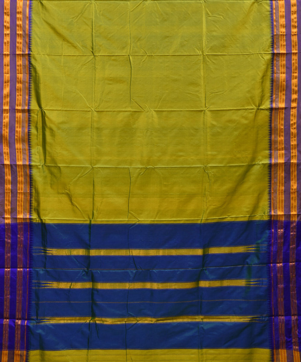 Light green blue silk handwoven narayanapet saree
