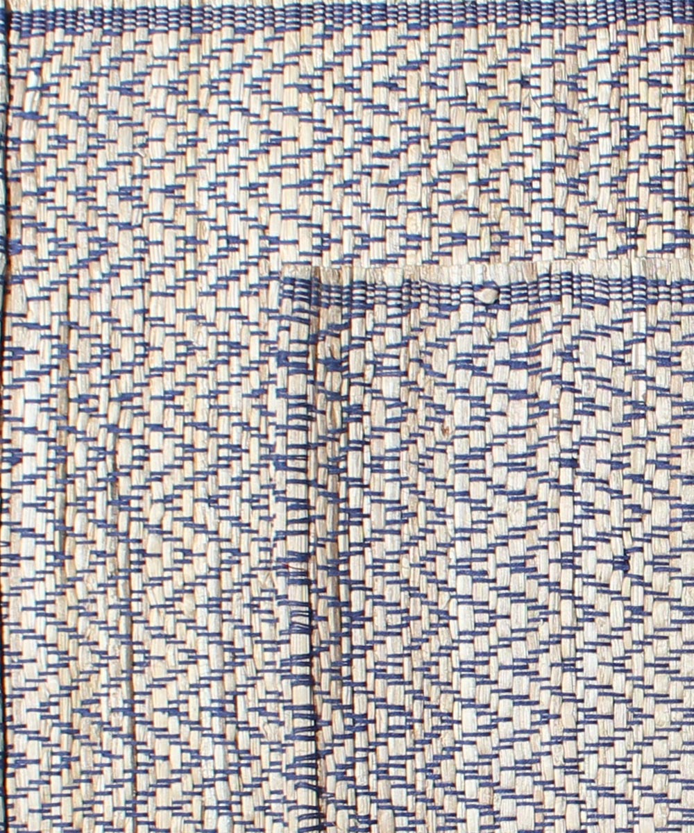 Cyan blue brown handprinted cotton table mat set of 2