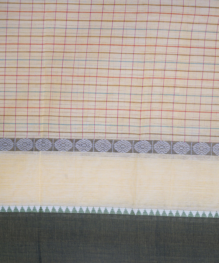 Beige cotton handwoven narayanapet saree