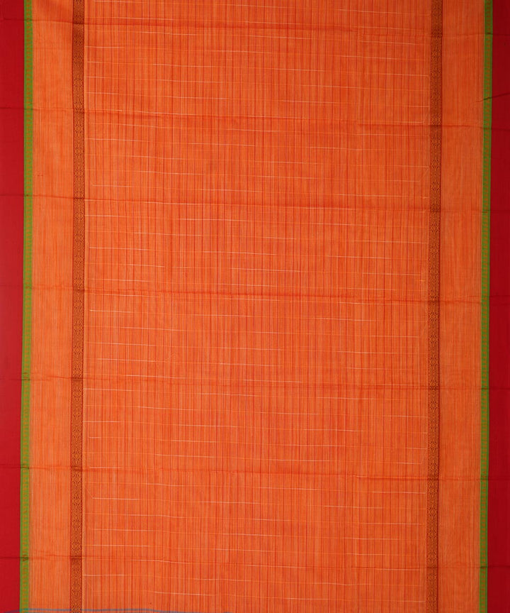Orange cotton handwoven narayanapet saree