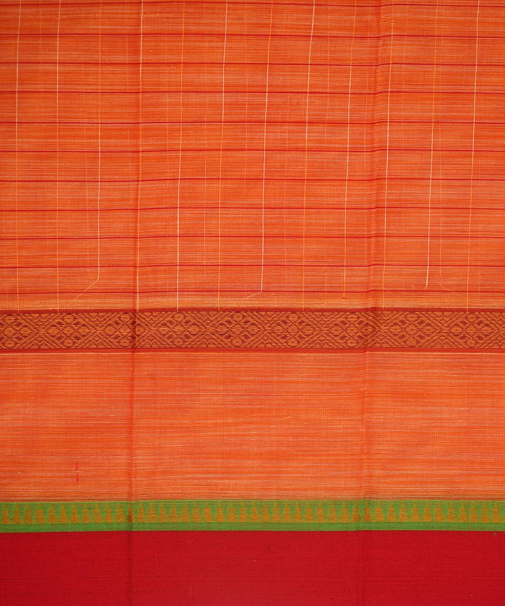 Orange cotton handwoven narayanapet saree