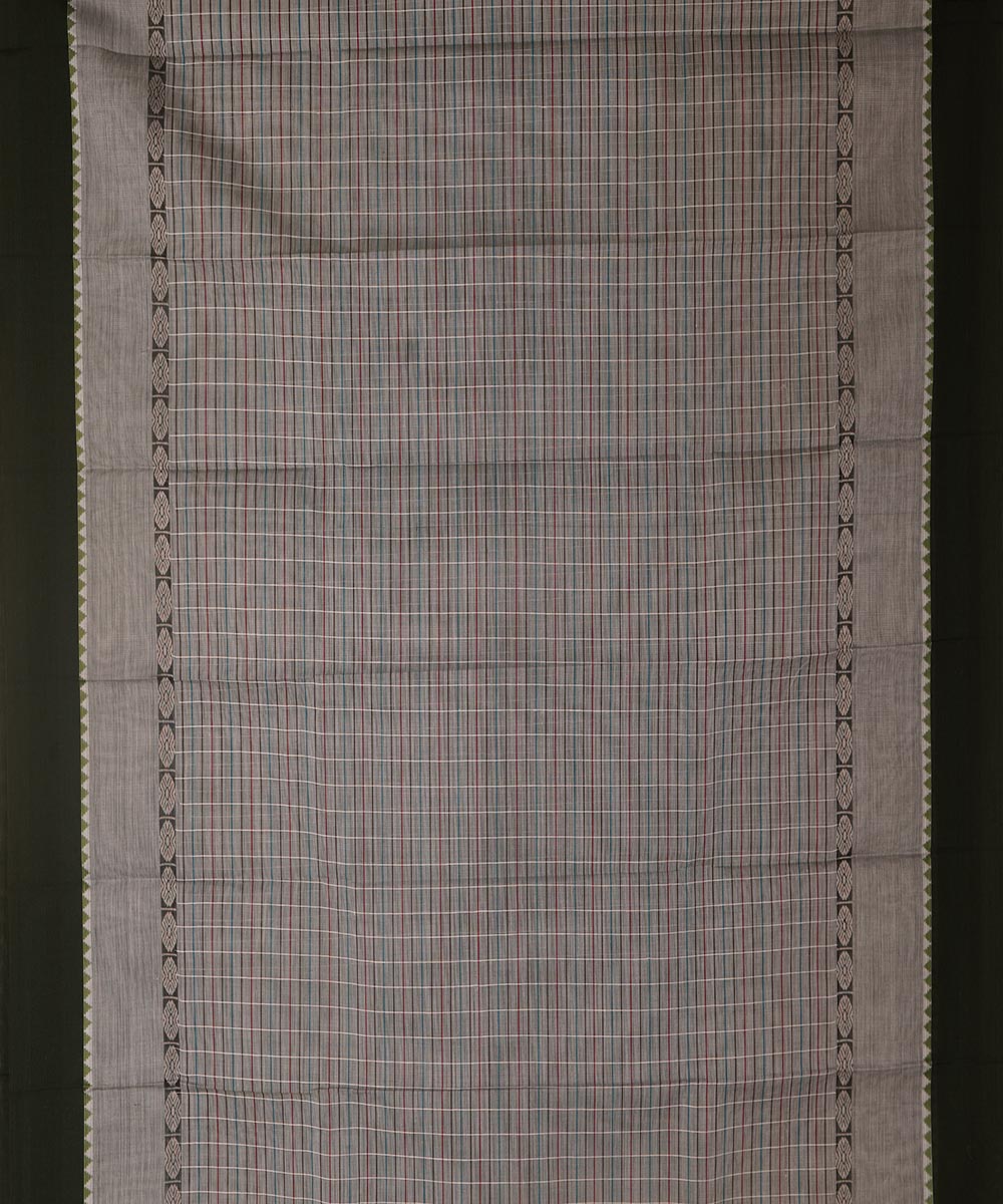 Grey cotton handwoven narayanapet saree