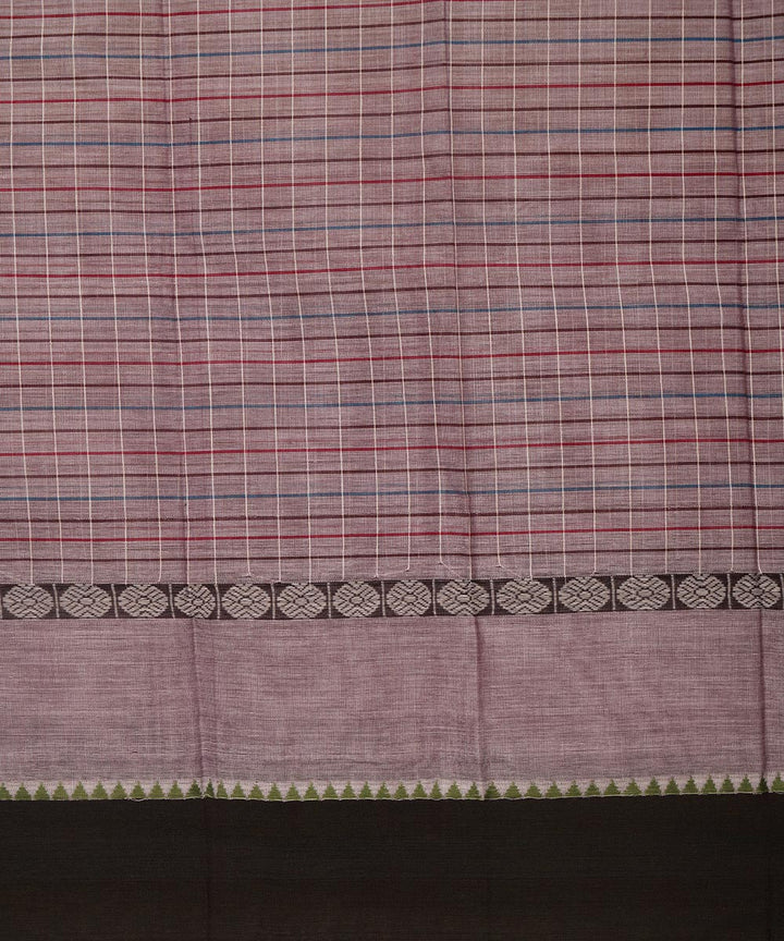 Mauve checks cotton handwoven narayanapet saree