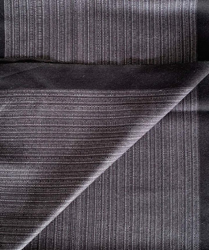 Grey black handwoven striped wool scarf