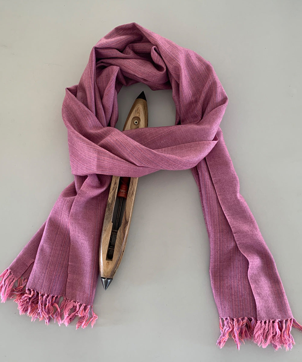 Mauve pink handwoven wool scarf