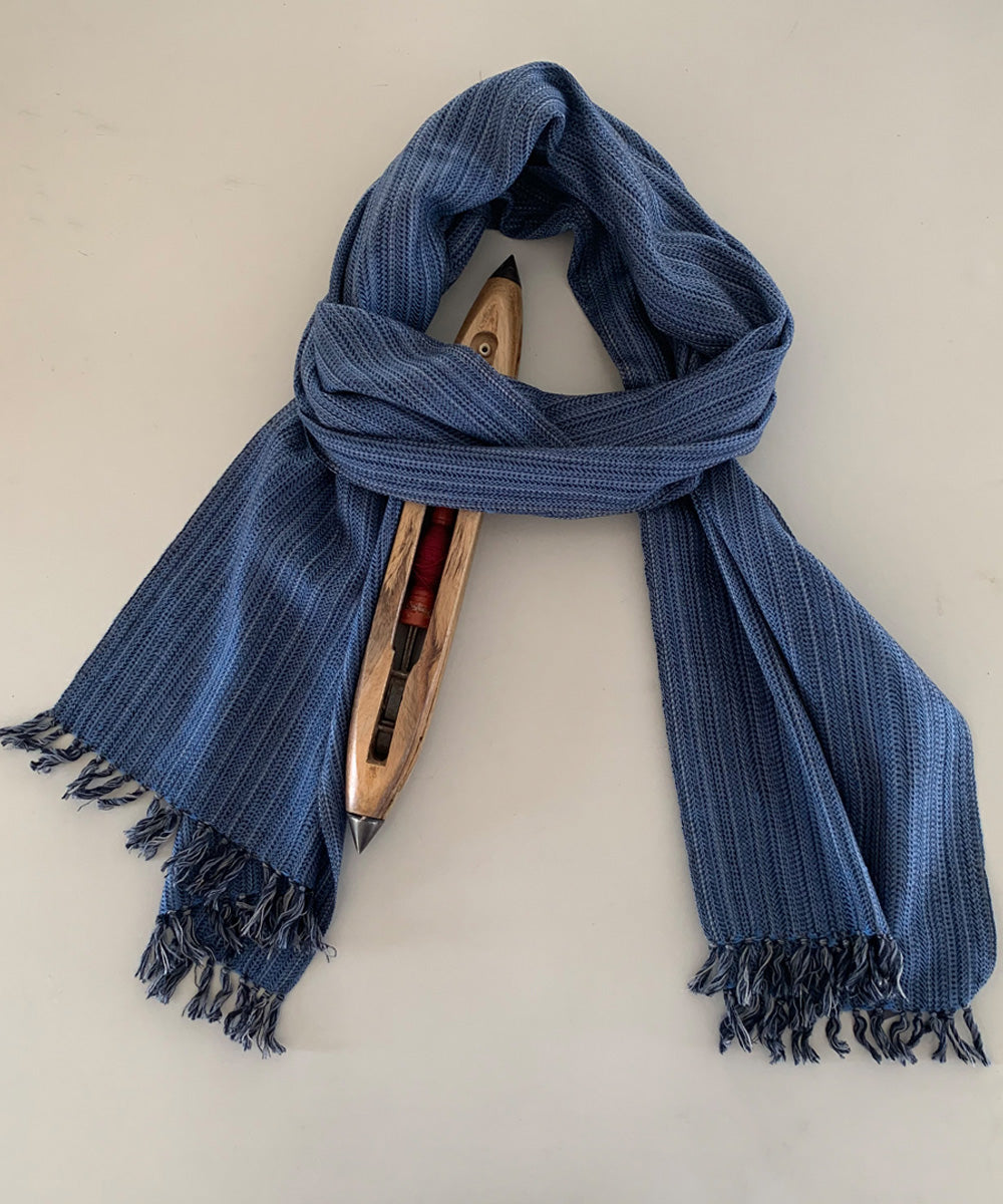 Navy blue handwoven wool scarf