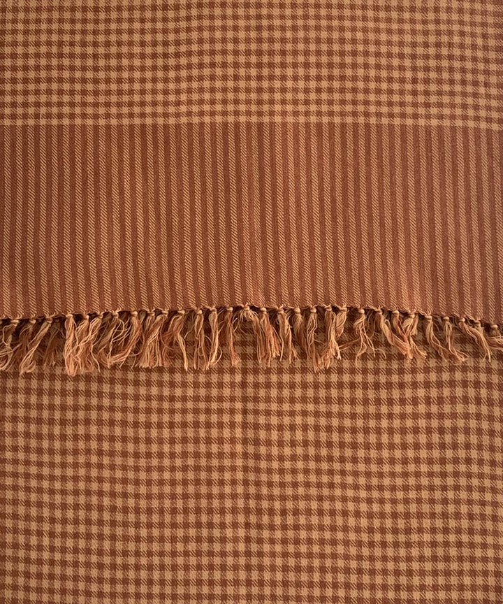Brown checks handwoven wool scarf