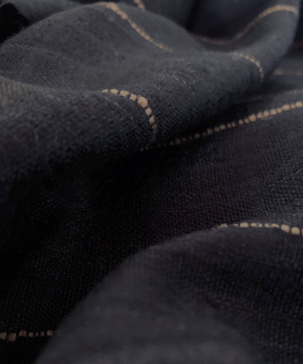 Jet black handwoven bamboo and silk scarf