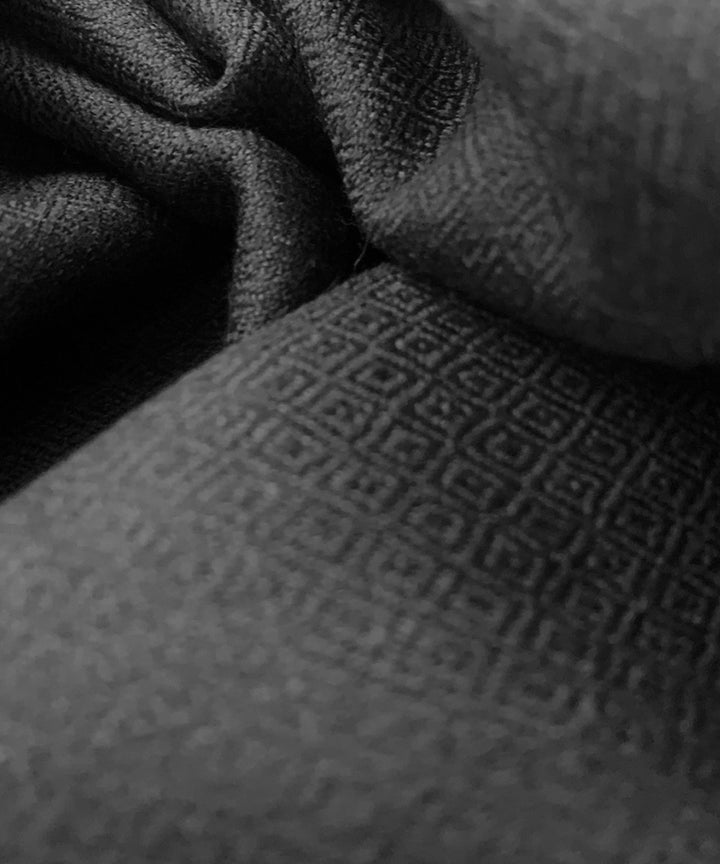 Jet black handloom merino wool shawl