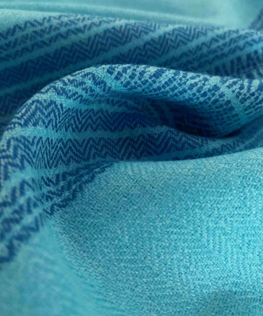 Sky blue handloom merino wool shawl