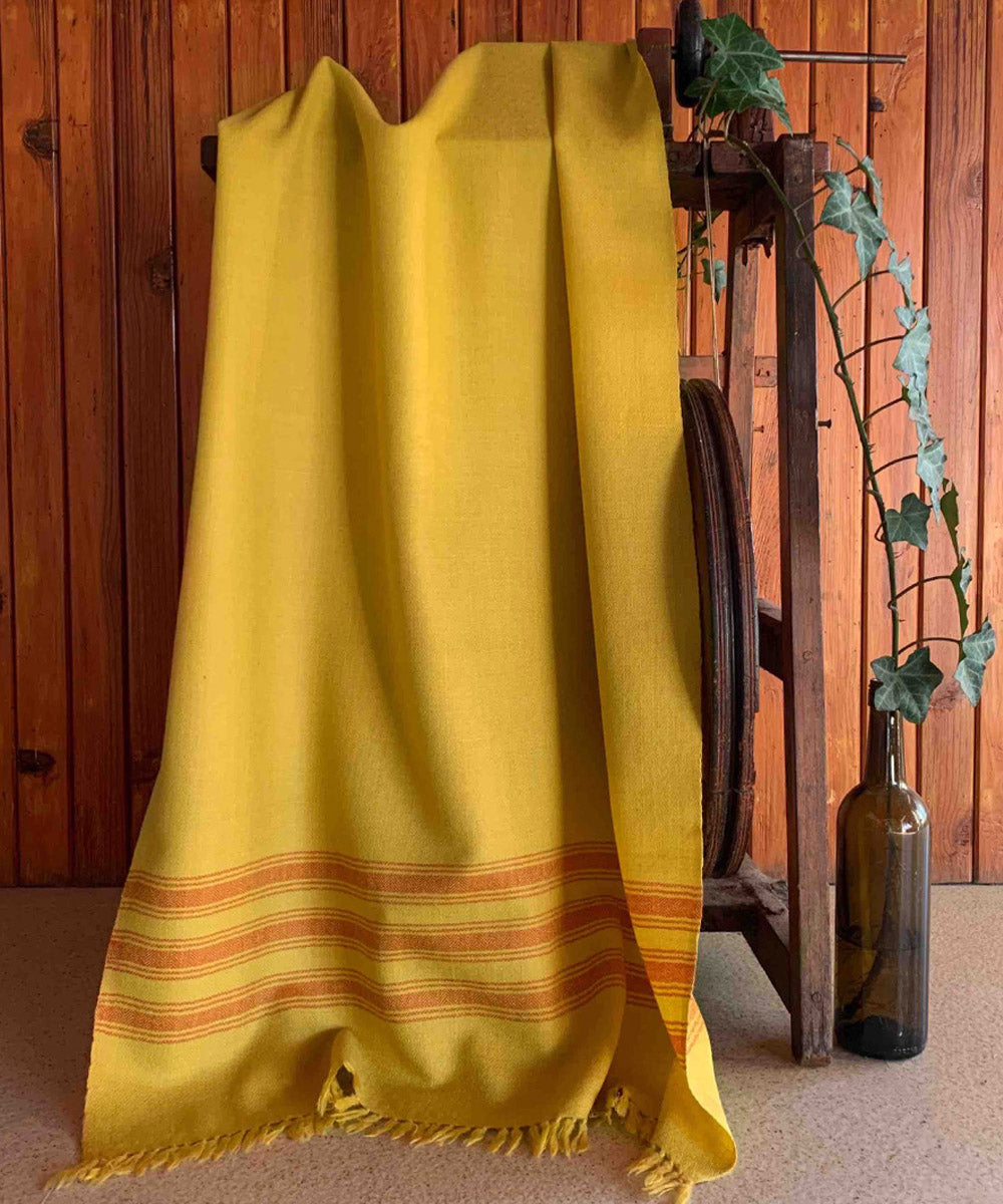Yellow and orange handloom merino wool stole