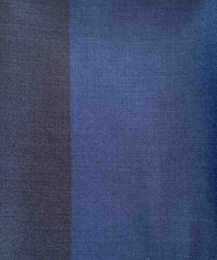 Blue and black handloom merino wool stole