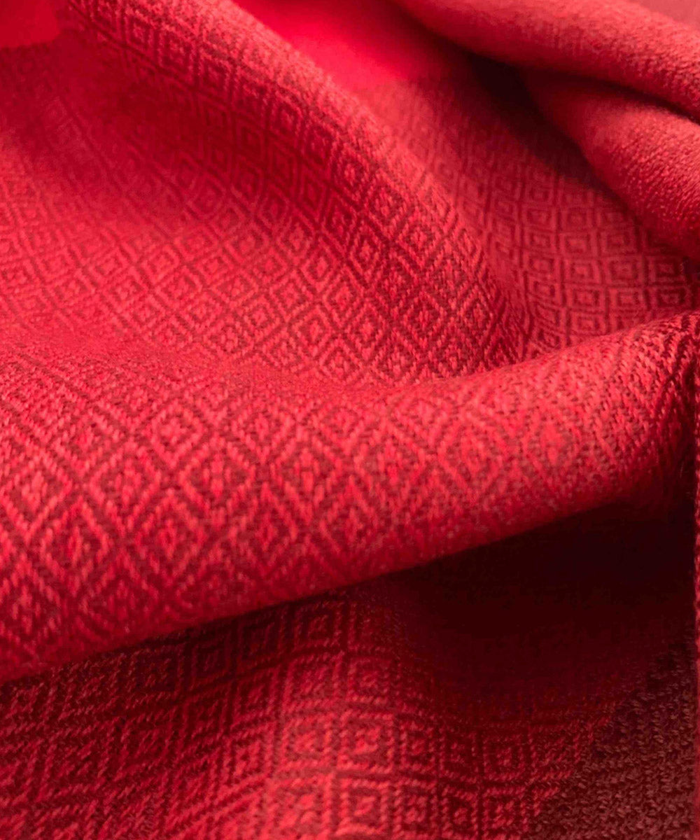 Red and sienna handloom merino wool stole