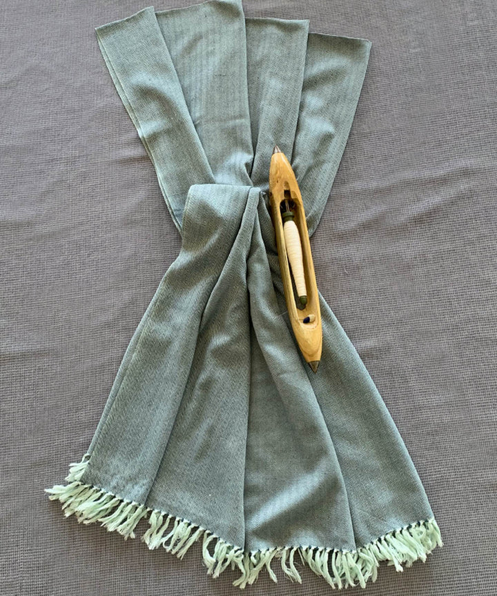 Green mint handwoven wool shawl