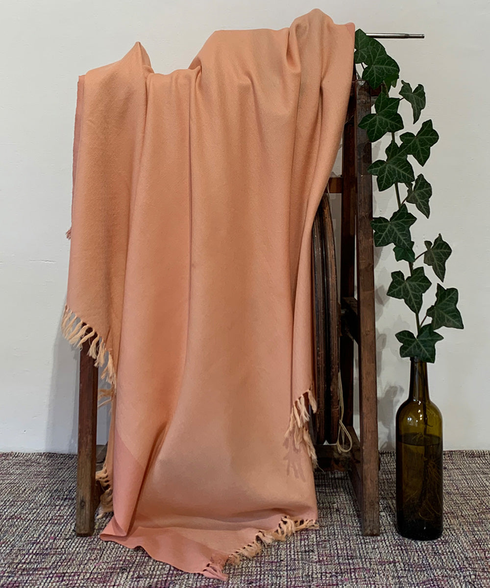 Light orange handwoven wool shawl