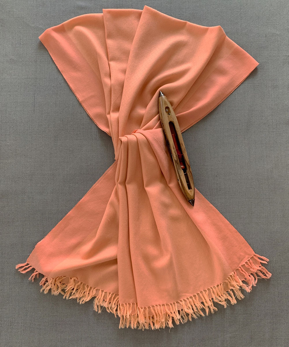 Light orange handwoven wool shawl