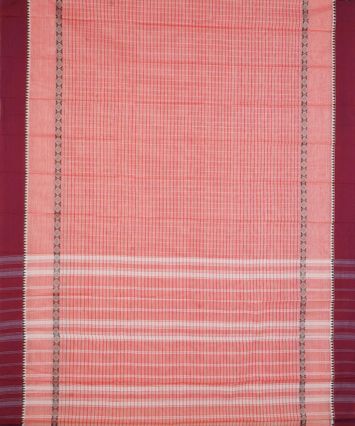 Light pink and maroon cotton handwoven narayanapet saree