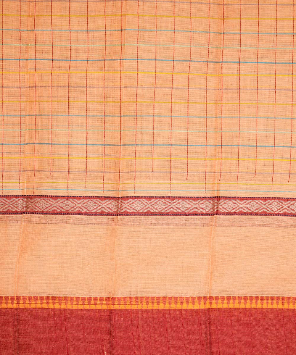 Pale orange brown cotton handwoven narayanapet saree