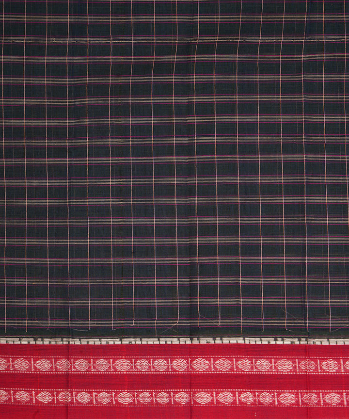 Dark green stripes red cotton handwoven narayanapet saree