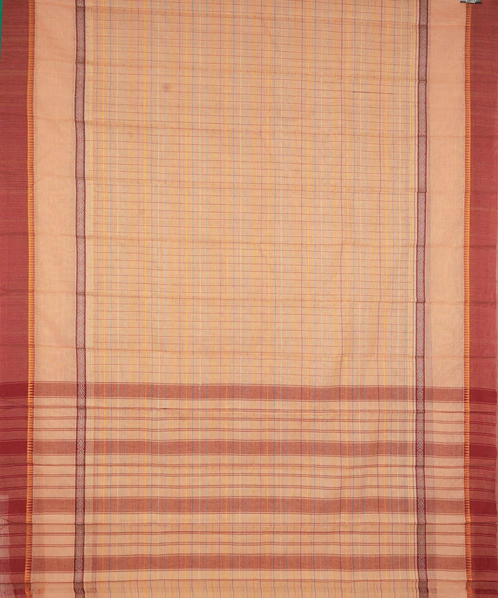 Pale orange brown cotton handloom narayanapet saree