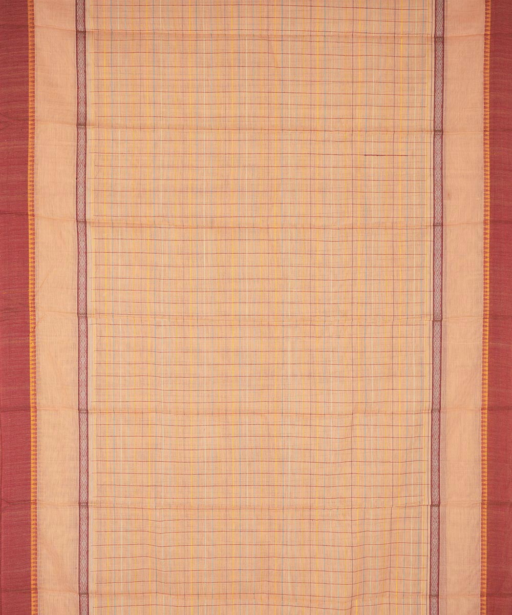 Pale orange brown cotton handloom narayanapet saree