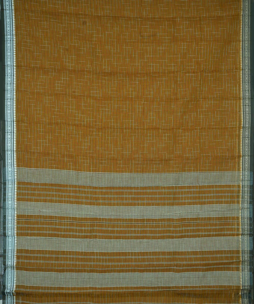 Brown blue cotton handwoven narayanapet saree