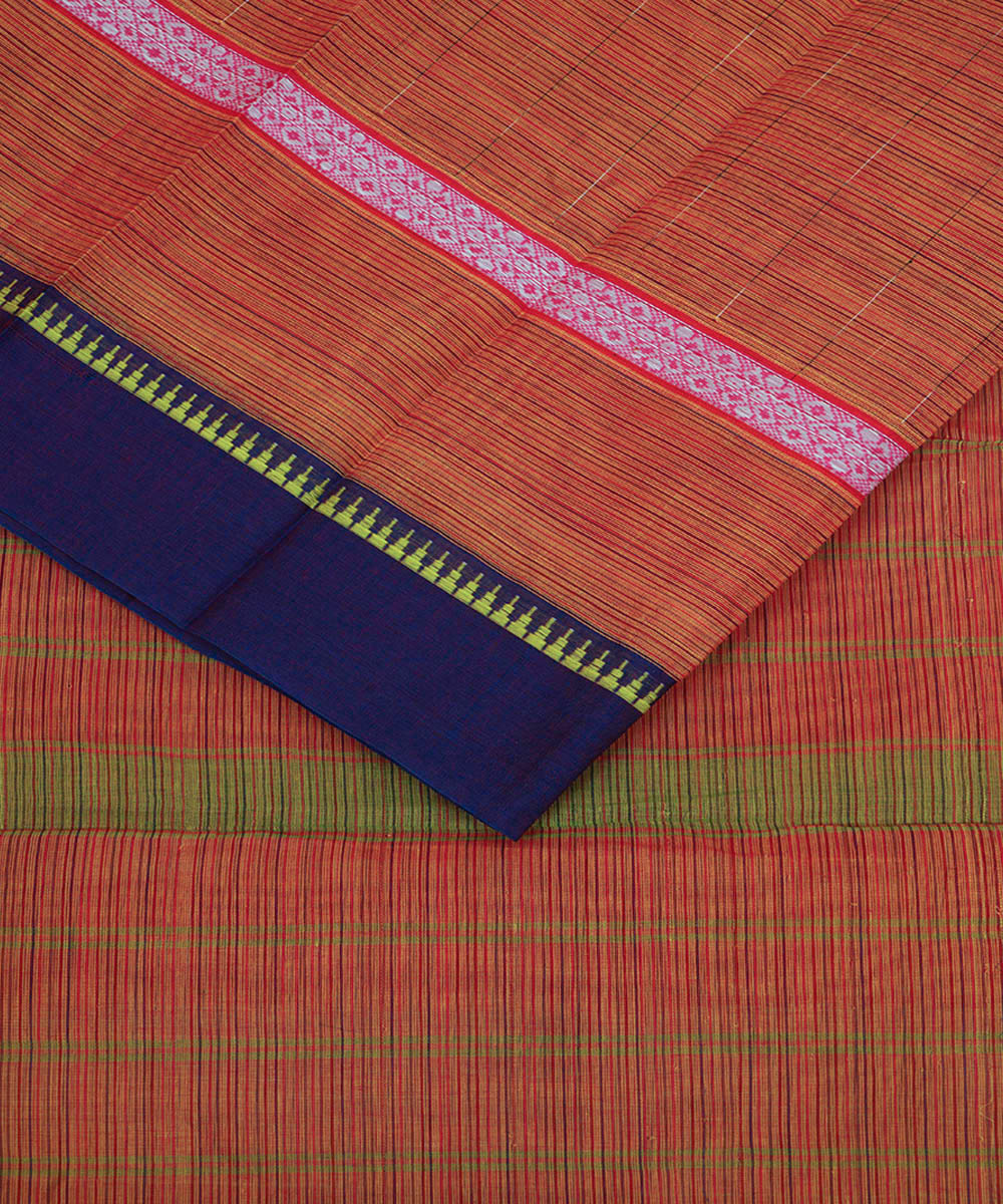 Orange and violet cotton handwoven narayanapet saree