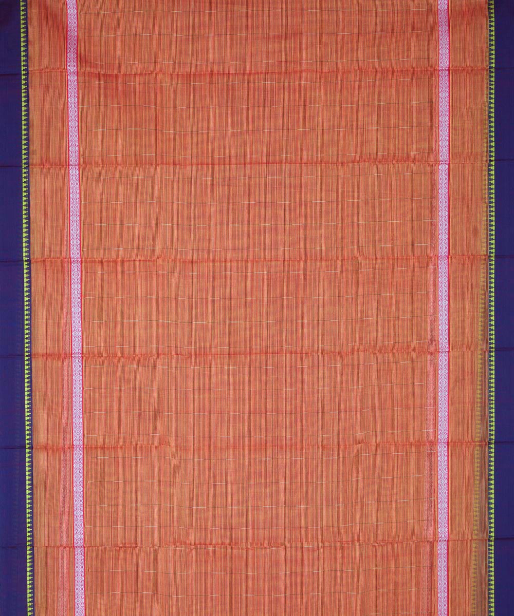 Orange and violet cotton handwoven narayanapet saree
