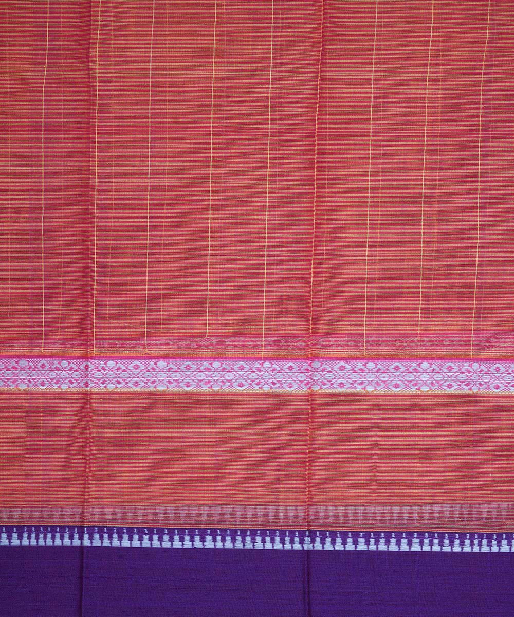 Brown purple cotton handwoven narayanapet saree