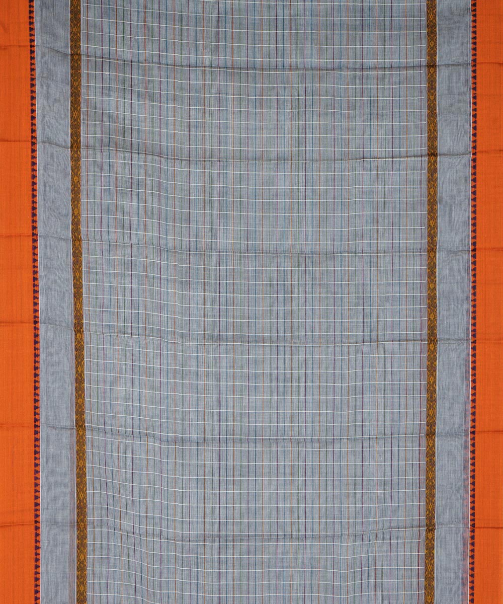 Grey orange cotton handloom narayanapet saree