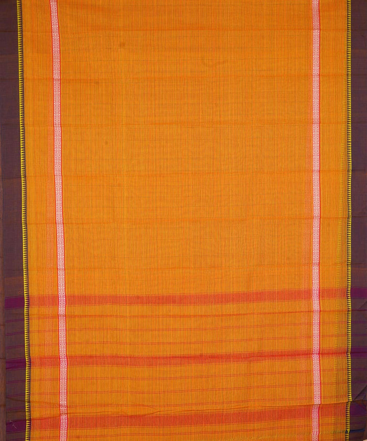 Orange brown cotton handwoven narayanapet saree