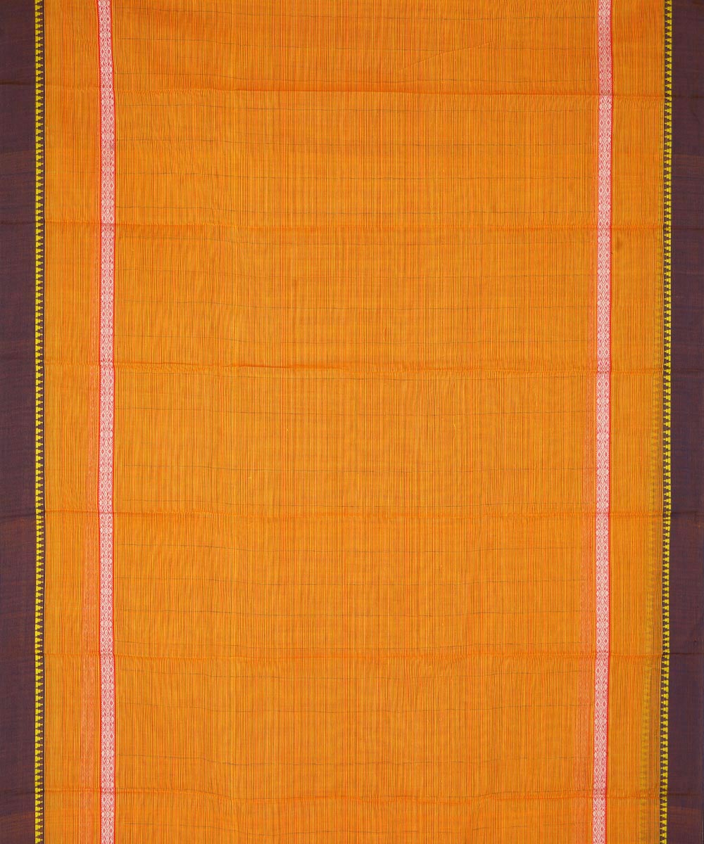 Orange brown cotton handwoven narayanapet saree