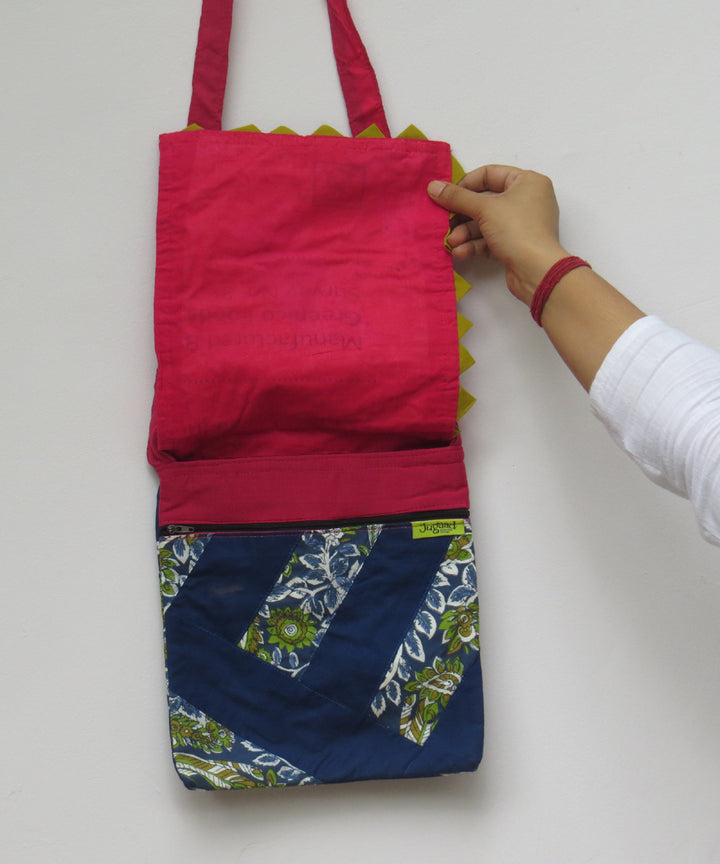 Pink handcrafted cotton sling bag