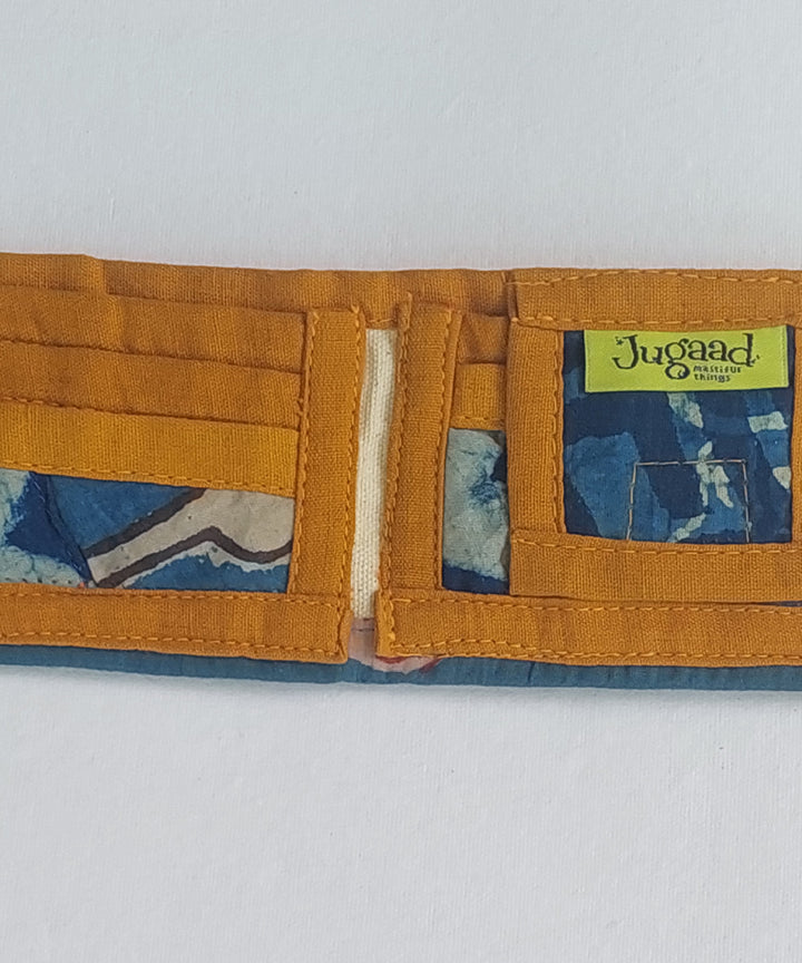 Blue yellow handcrafted cotton ladies wallet
