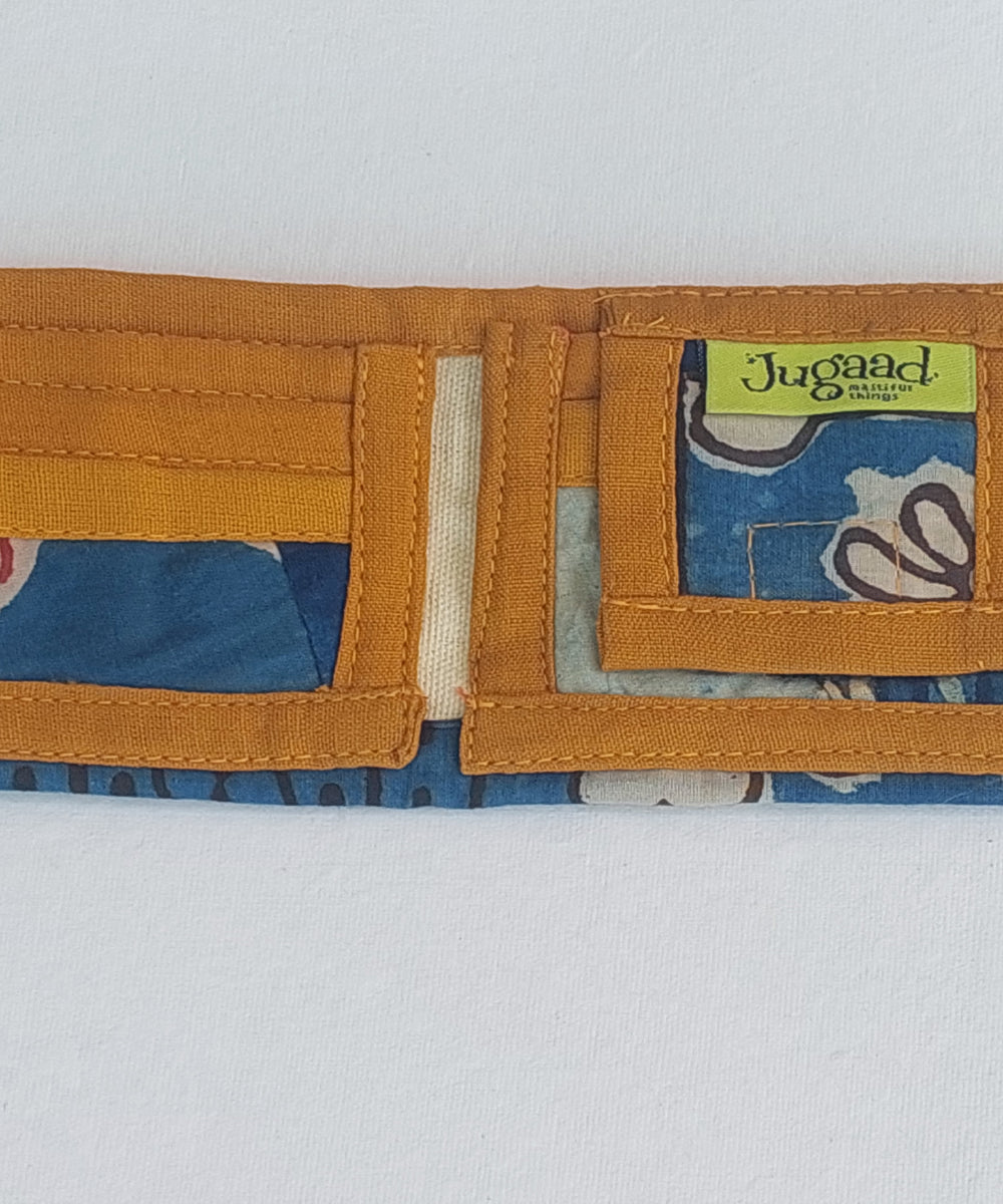 Blue yellow handmade cotton ladies wallet