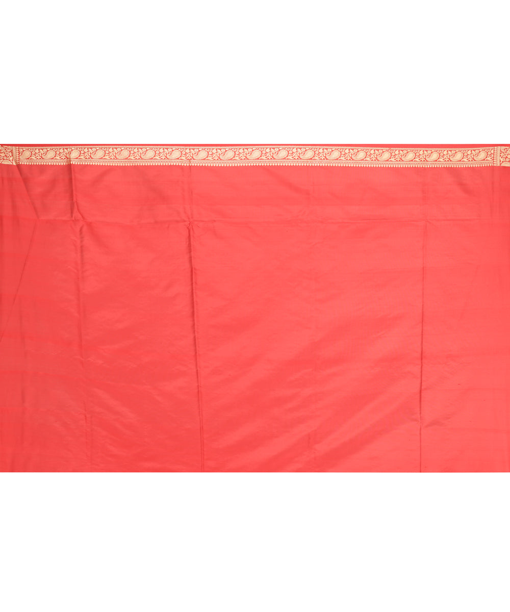 Brick red handwoven banarasi silk saree