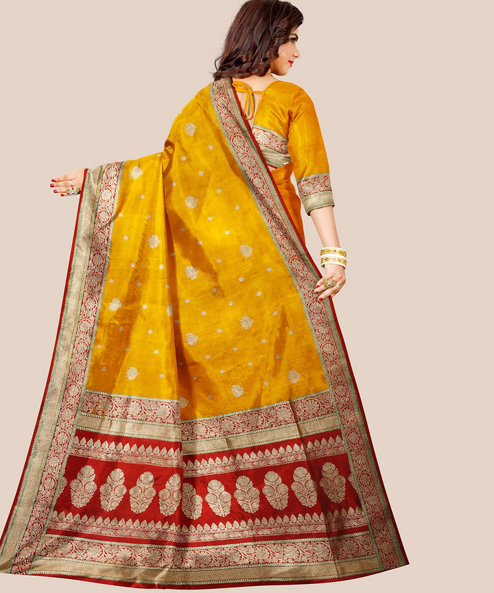 Yellow handloom banarasi silk saree
