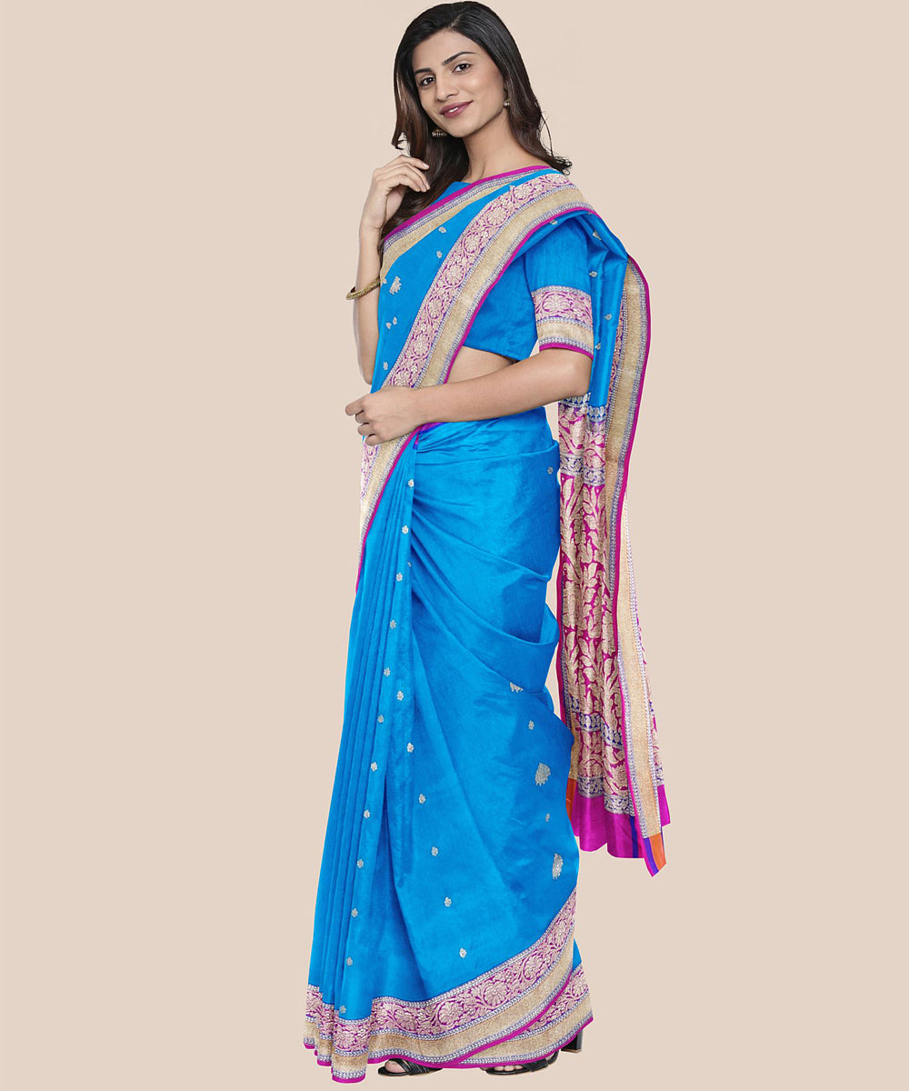 Sky blue handloom banarasi silk saree
