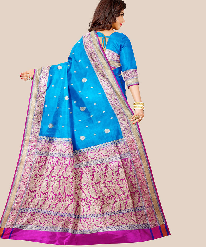 Sky blue handloom banarasi silk saree