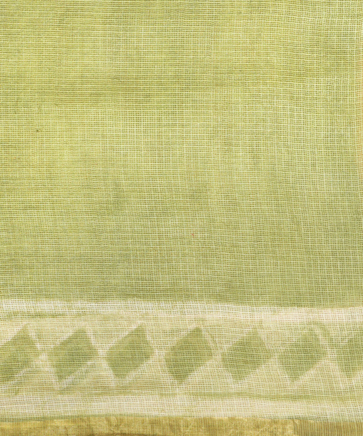 Lime green silk handblock dabu print sari