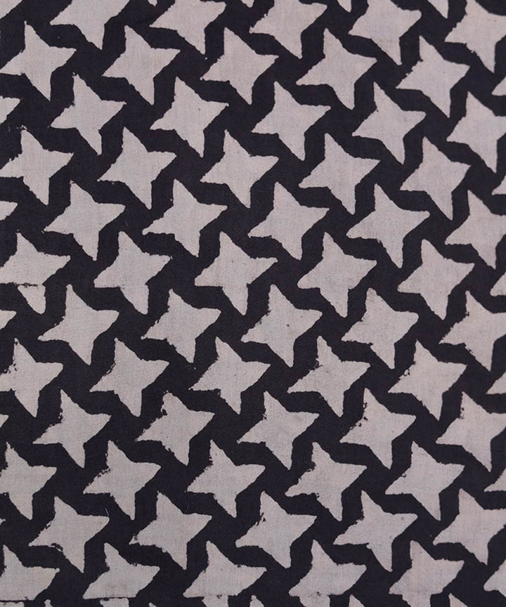 Black and white natural dye star pattern handblock print fabric