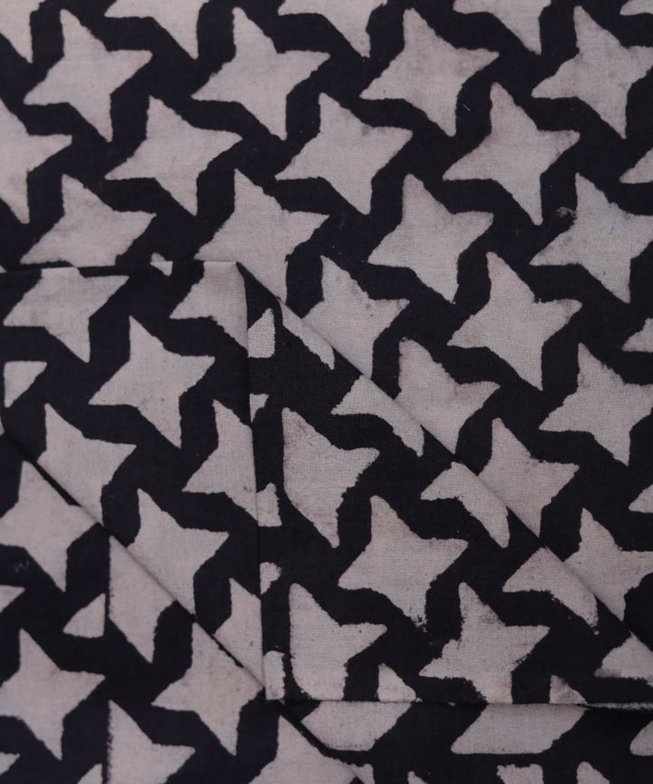 Black and white natural dye star pattern handblock print fabric